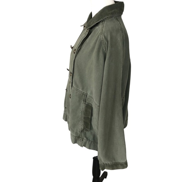 We the Free Army Green $168 Double Breasted Cotton Boho Trucker Utility Jacket M - Picture 13 of 16